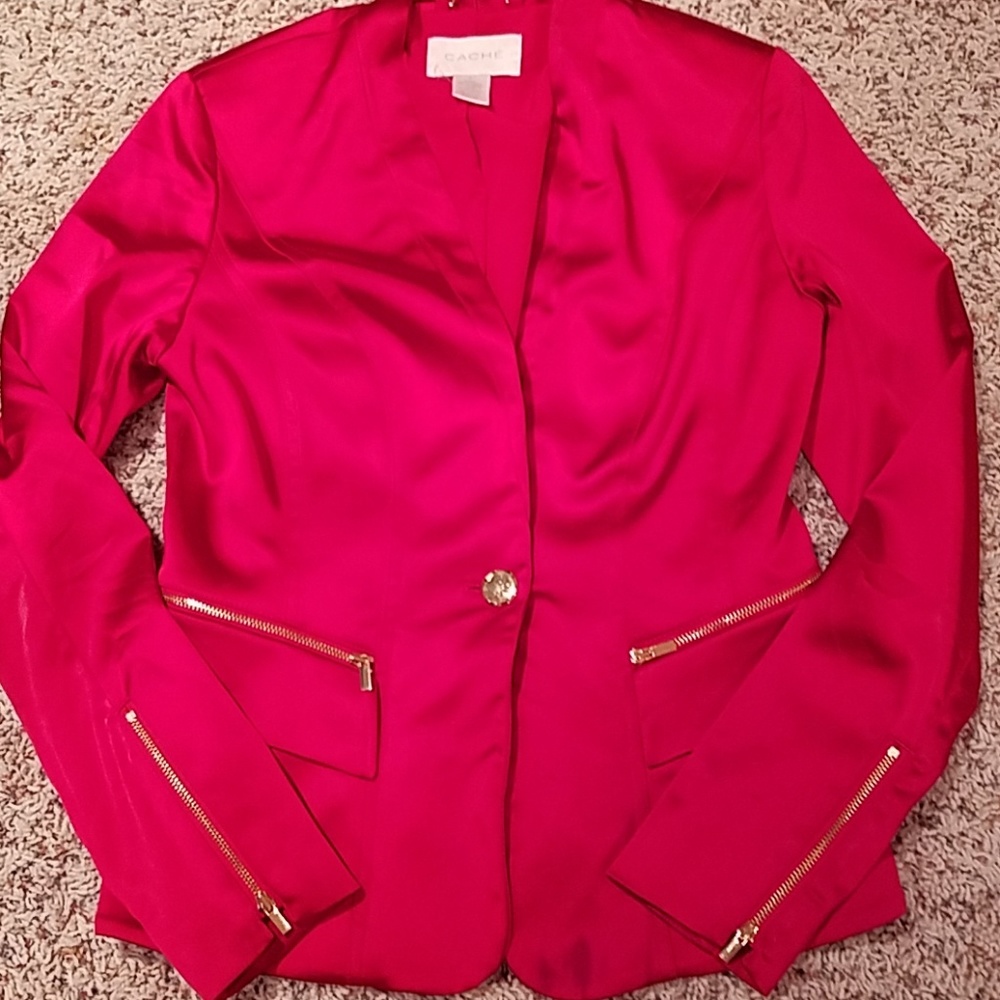 Cache Red Satiny Jacket - Picture 6 of 7